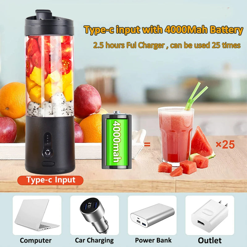 Mini liquidificador portátil elétrico - espremedor de frutas, smoothies e suco - liquidificador multifuncional recarregável