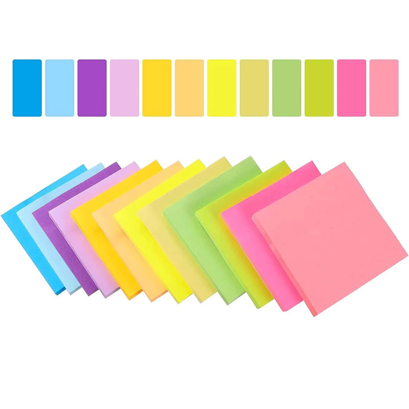 Conjunto de 6 blocos de notas adesivas fluorescentes, 3x3 polegadas, adesivos de planejamento, bloco de notas adesivas