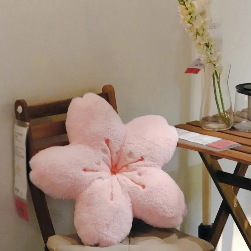 Almofada Ins Rosa Pétalas de Cerejeira para Quarto de Menina Decoração de Sala de Estar Almofada de Assento de Chão para Janela da Baía Almofada de Pelúcia Tatami de Flor de Cerejeira