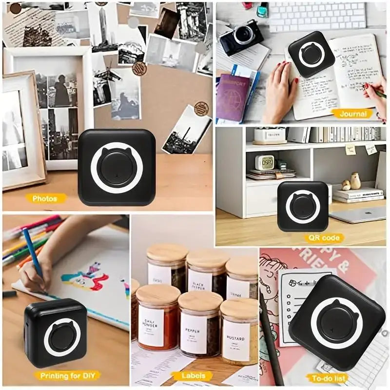 Impressora Térmica Portátil Mini - Imprime Fotos, Etiquetas e Memos Sem Fio com Conexão Bluetooth e Cabo USB