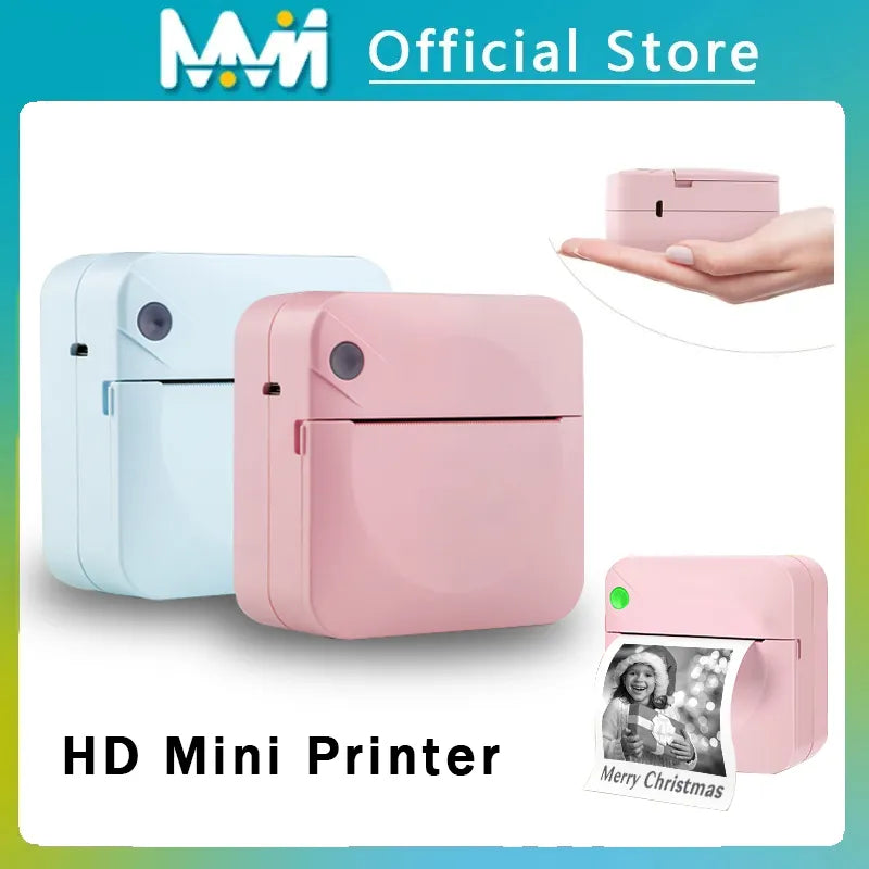 Impressora Térmica Portátil Mini - Impressão de Adesivos sem Tinta, Impressora de Bolso sem Fio para Etiquetas Autoadesivas e Fotos