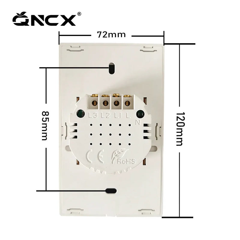 interruptor inteligente de parede Qncx - com luz led painel vidro cristal AC100-240V, sensor 1/2/3 interruptores