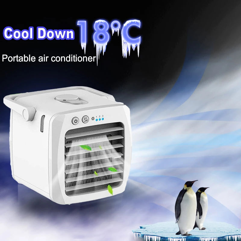 Ar condicionado portátil - recarregável via usb - umidificador de ar e ventilador