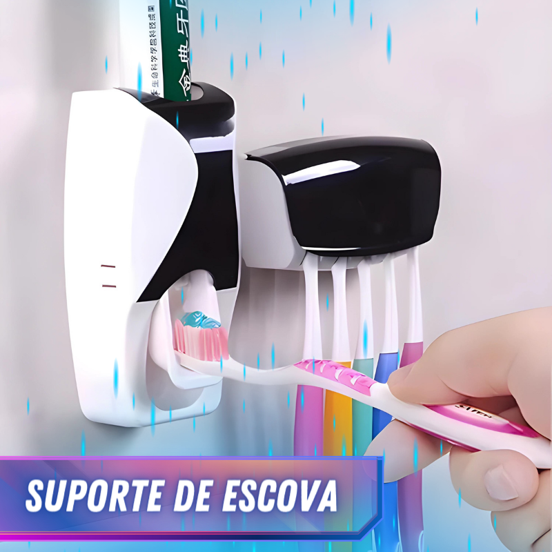 Suporte protetor de Escovas de Dentes com Dispenser Automático Pasta De Dente - Prático E Econômico Porta Escova