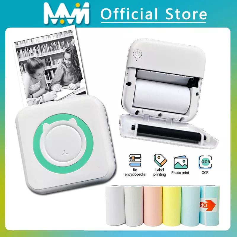 Impressora Térmica Portátil Mini Wireless BT 203dpi para Impressão de Fotos, Etiquetas, Memos e Questões
