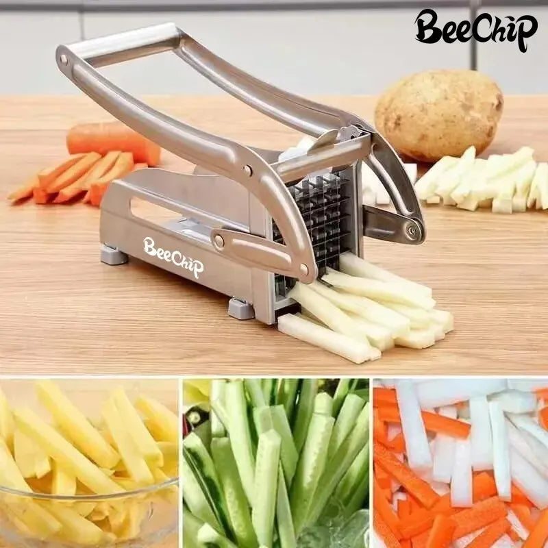 Máquina de Cortar Batatas em Aço Inoxidável Multifuncional - Cortador Manual de Vegetais - Ferramenta para Cortar Batatas, Pepinos, Frutas e Vegetais