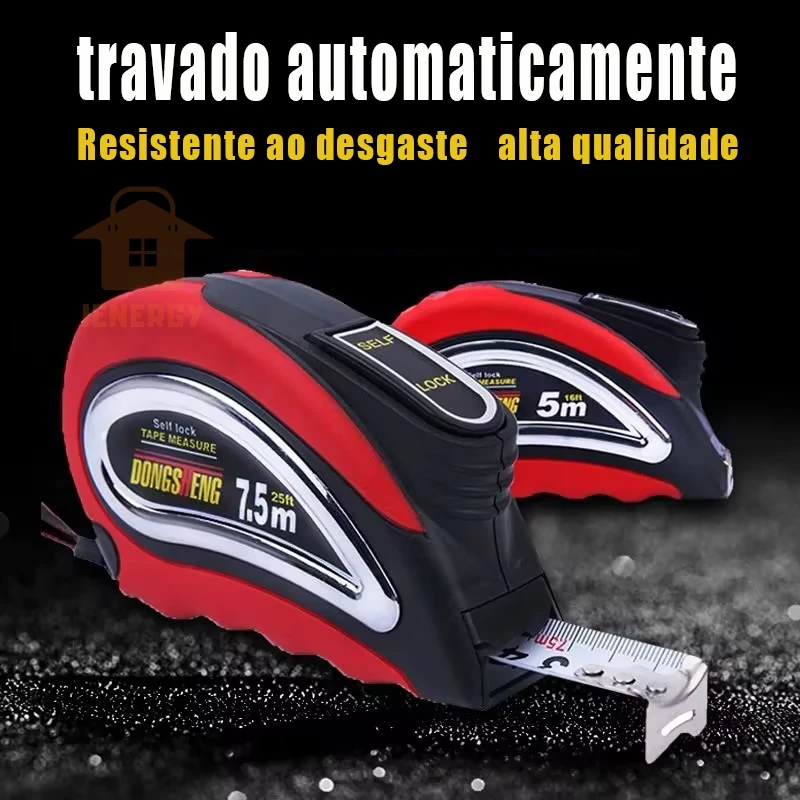 Trena Digital de Aço Inoxidável Auto-Trava MeasurePro™ - Disponível em 5m e 7,5m para Medições Precisos