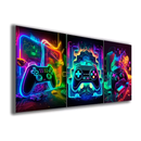 Quadro LED Neon Game – Arte Gamer 3D com Iluminação (3 Peças)