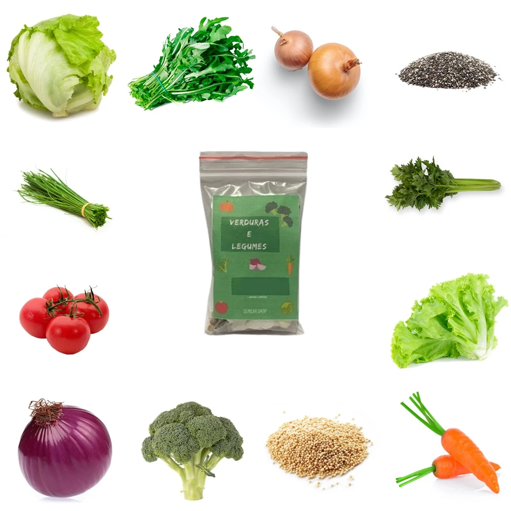 Kit com 1470 Sementes de 13 Tipos de Verduras e Legumes - HortaViva™ - Monte Sua Horta em Casa!