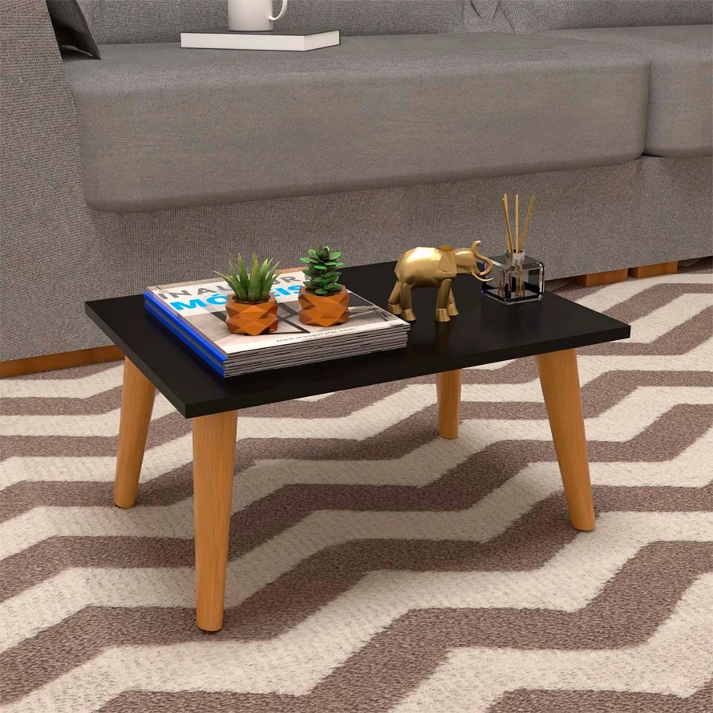 Mesa de Centro Retangular Moderna com Pés Palito ModernaWood™ - Estilo Contemporâneo para Sua Sala