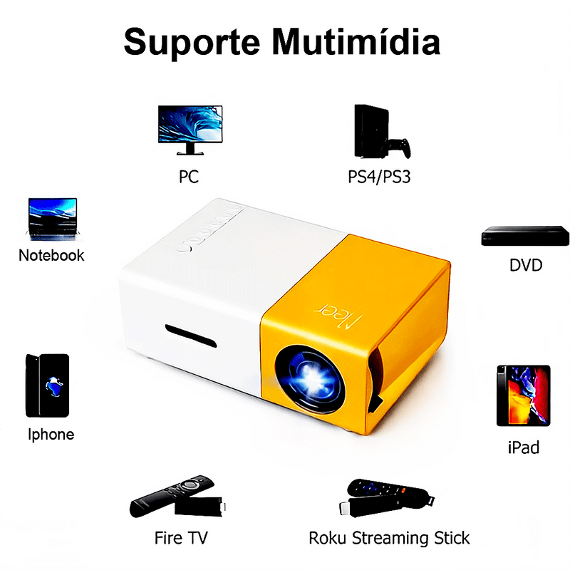 Mini Projetor 1080p HDMI USB 600 Lúmens
