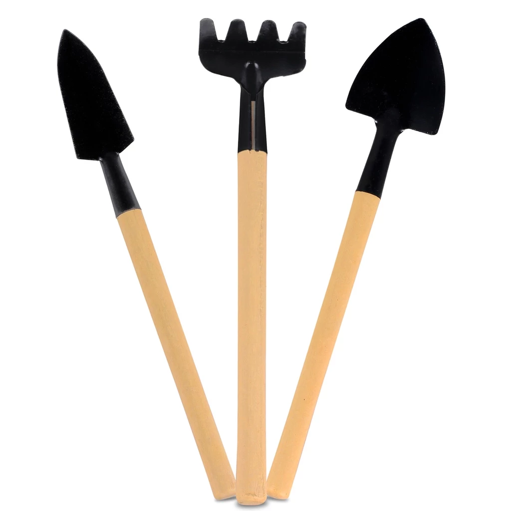 Kit de Ferramentas para Jardinagem em Metal com Cabo de Madeira - GreenTools™ - Conjunto de 4 a 5 Peças para Jardim