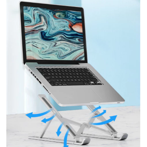 Suporte Articulado Compacto para Notebook e Laptop - Base de Apoio Preta, Ajustável e Ergonômica