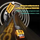 Cabo Turbo Tipo C 4 em 1 - 65W PD/27W Quick Charge - Compatível com iPhone, Xiaomi, Samsung - Revestimento Nylon e Conector Metálico (1.2m)