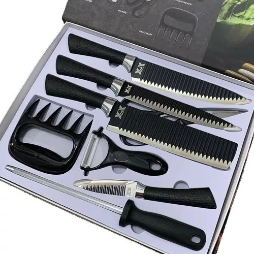 Kit de Facas Chef Profissional com 8 Peças - LâminaMaxMBX™ - Ideal para Cozinha e Churrasco, Alta Qualidade