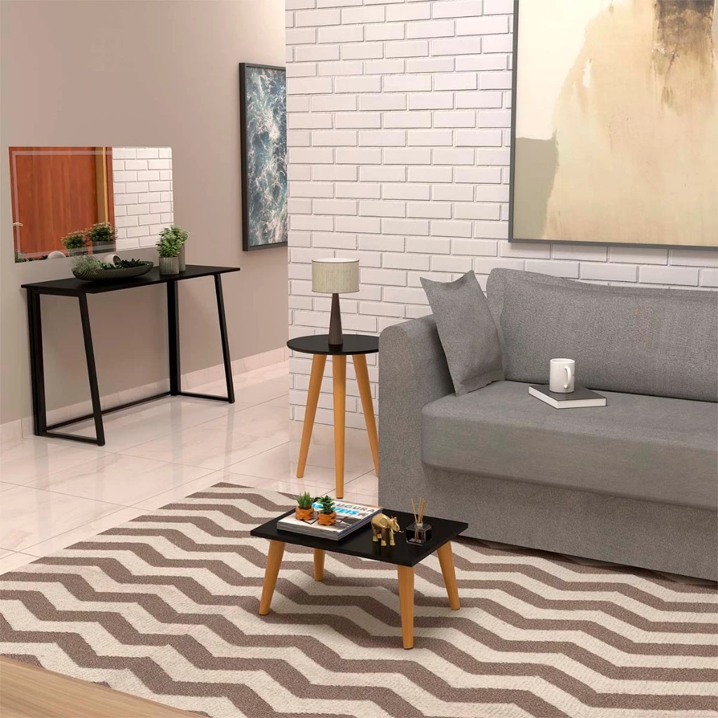 Mesa de Centro Retangular Moderna com Pés Palito ModernaWood™ - Estilo Contemporâneo para Sua Sala