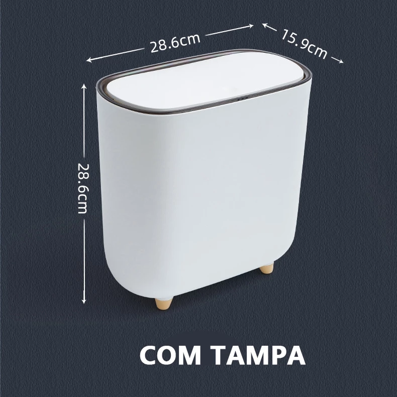 Lixeira de 13L com Tampa Click - Design Compacto para Banheiro, Cozinha e Escritório, Modelo BC-40