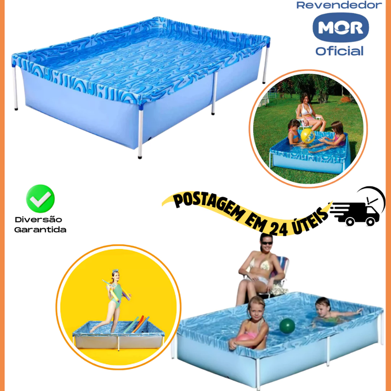 Piscina Infantil Retangular de 1000 Litros em PVC Azul - Resistente, Fácil de Montar e Ideal para Brincadeiras ao Ar Livre