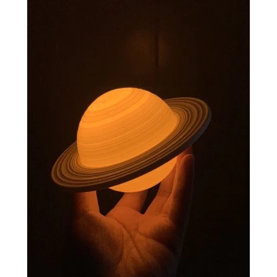 Luminária 3D Touch RGB Planeta Saturno - Abajur Decorativo 16cm com Cores Variadas