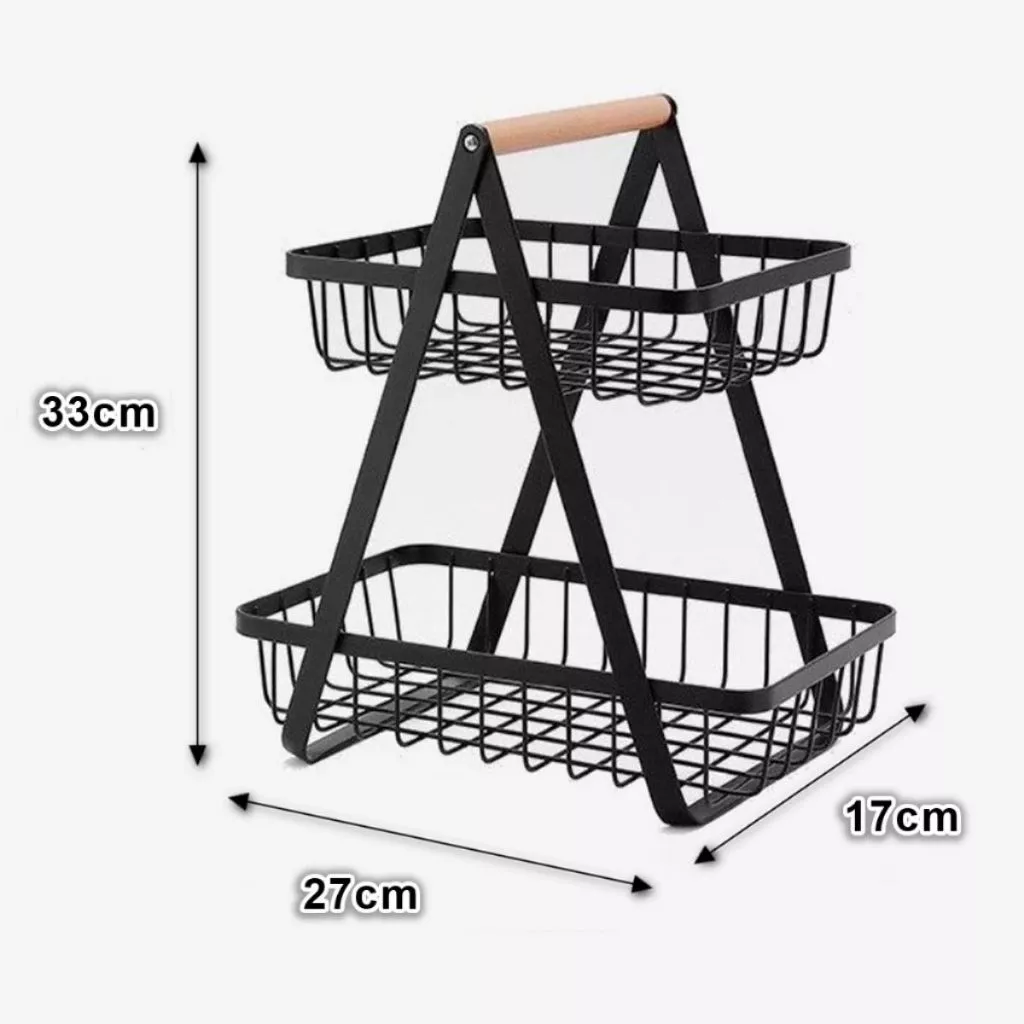 Fruteira de Mesa Premium de 2 Andares FreshTier™ - Cesta Organizadora Multiuso para Frutas, 33cm de Altura