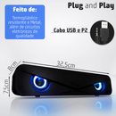 Caixa de Som Soundbar RGB para PC/TV - Subwoofer Integrado, LED Colorido e Controle Remoto