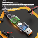 Cabo Turbo Tipo C 4 em 1 - 65W PD/27W Quick Charge - Compatível com iPhone, Xiaomi, Samsung - Revestimento Nylon e Conector Metálico (1.2m)