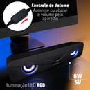 Caixa de Som Soundbar RGB para PC/TV - Subwoofer Integrado, LED Colorido e Controle Remoto