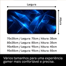 Mouse Pad Gamer Grande Blue Premium - Antiderrapante, Borda Costurada (Tamanhos: 70x35, 80x35, 90x40, 90x50 cm)