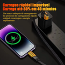 Cabo Turbo Tipo C 4 em 1 - 65W PD/27W Quick Charge - Compatível com iPhone, Xiaomi, Samsung - Revestimento Nylon e Conector Metálico (1.2m)