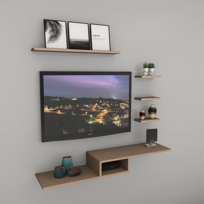 Rack Suspenso com Nicho Decorativo - Perfeito para Sala ou Quarto, Organizador Moderno com 3 Opções de Cores