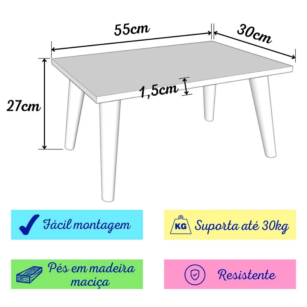 Mesa de Centro Retangular Moderna com Pés Palito ModernaWood™ - Estilo Contemporâneo para Sua Sala