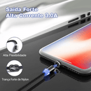 Cabo Magnético 3 em 1 H'maston SJX01 - Lightning + USB-C + Micro USB (1m) - Compatível com iPhone, Android e Acessórios