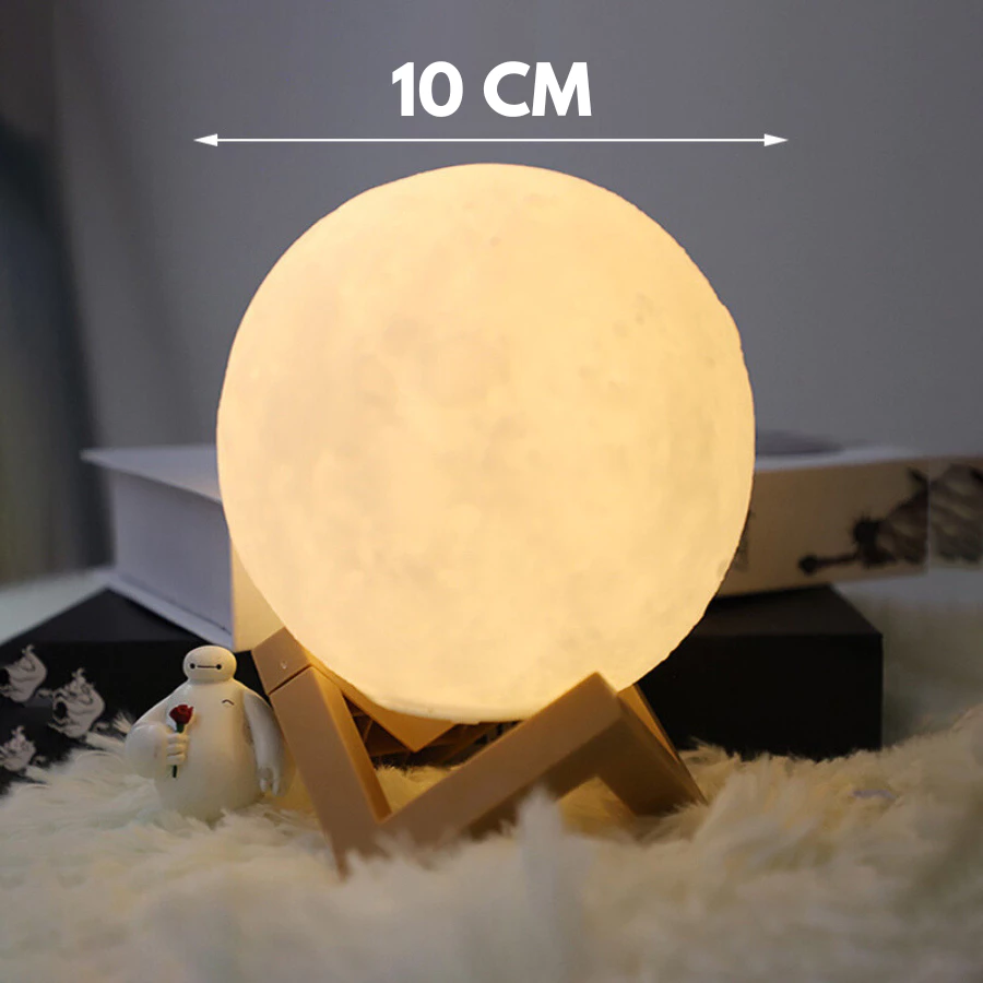 Luminária 3D de Lua Cheia em LED FlashGlow™ - Abajur Decorativo para Ambientes