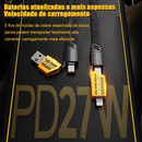 Cabo Turbo Tipo C 4 em 1 - 65W PD/27W Quick Charge - Compatível com iPhone, Xiaomi, Samsung - Revestimento Nylon e Conector Metálico (1.2m)