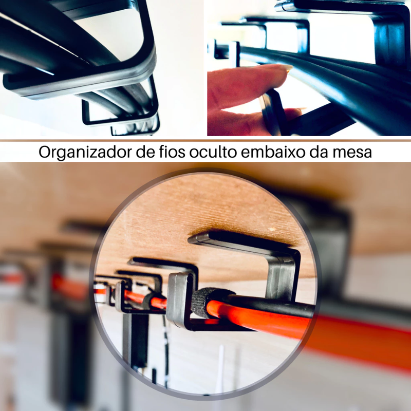 Kit Organizador de Cabos para Mesa - Esconde Fios de PC/Notebook (Home Office e Gamer)
