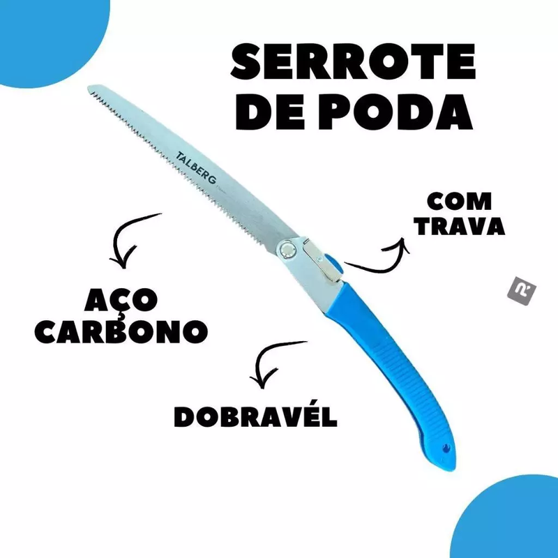 Kit de Ferramentas para Jardinagem - Serrote Profissional Dobrável, Tesoura de Podar, e Pulverizador Manual de 2 Litros com Compressão