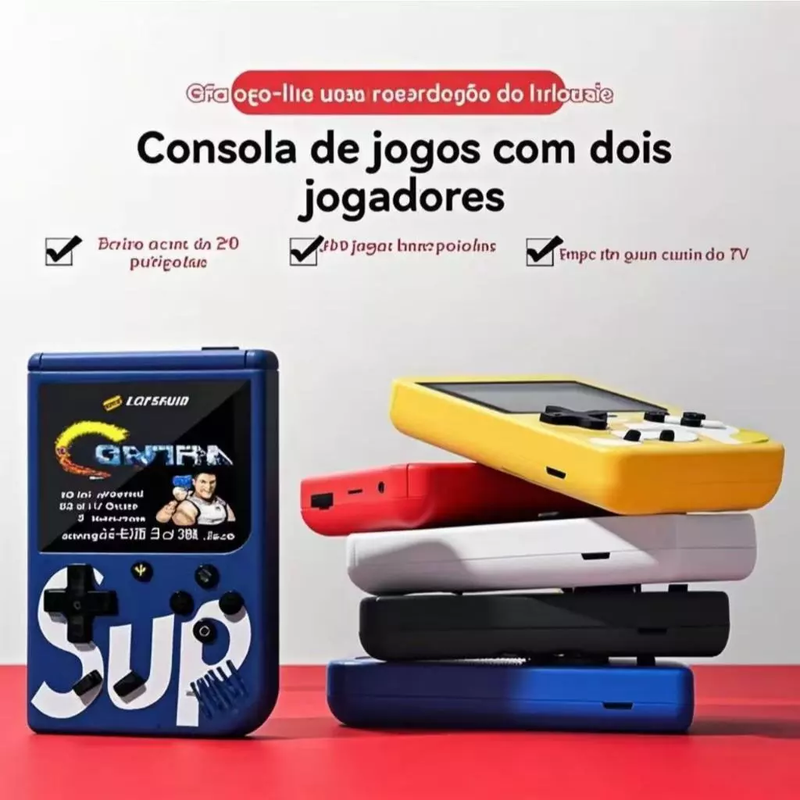 Mini Video Game Sup Game Box – 400 Jogos Clássicos na Palma da Mão! Diversão nostálgica para 1 ou 2 jogadores
