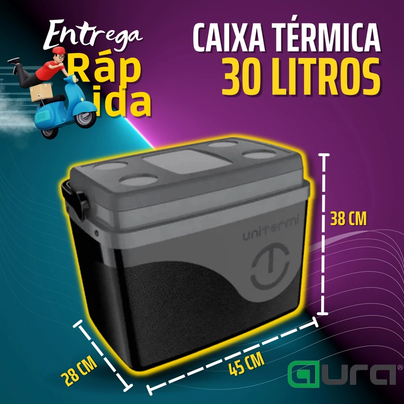 Cooler Térmico com 30 Litros - Capacidade para 45 Latas e Alça para Transporte - Para Atividades ao Ar Livre