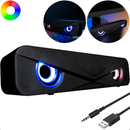 Caixa de Som Soundbar RGB para PC/TV - Subwoofer Integrado, LED Colorido e Controle Remoto