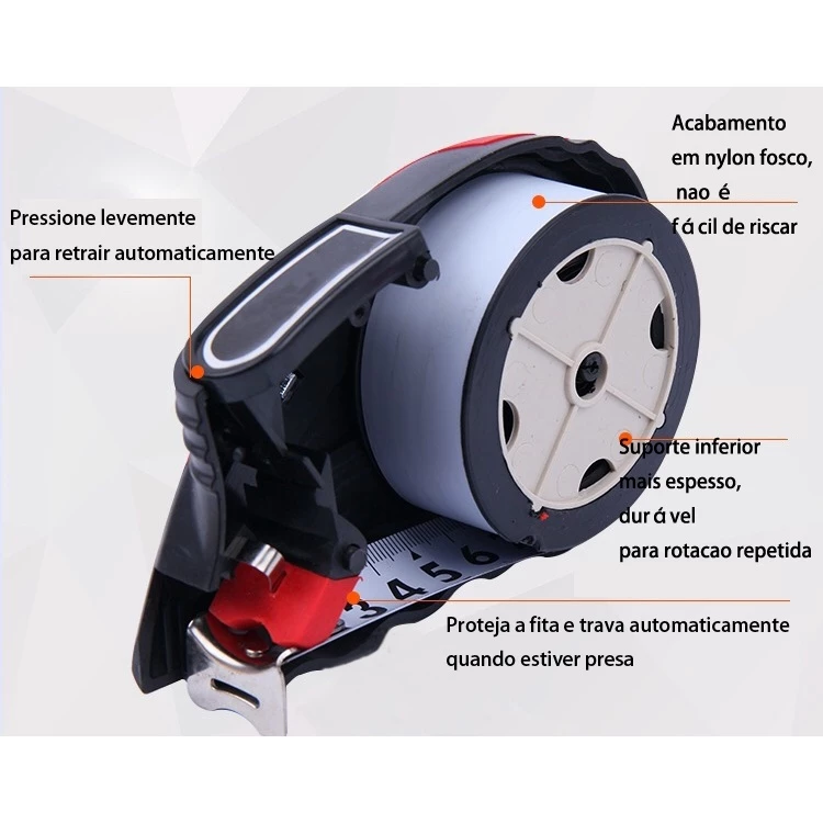 Trena Digital de Aço Inoxidável Auto-Trava MeasurePro™ - Disponível em 5m e 7,5m para Medições Precisos