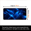 Mouse Pad Gamer Grande Blue Premium - Antiderrapante, Borda Costurada (Tamanhos: 70x35, 80x35, 90x40, 90x50 cm)