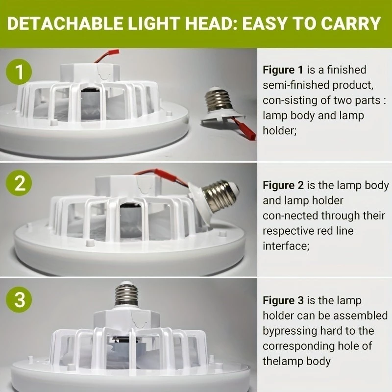 Ventilador de Teto com Luz - 10,2 Polegadas, 30W, Controle Remoto e Mini Lâmpada Branca para Resfriamento Eficiente