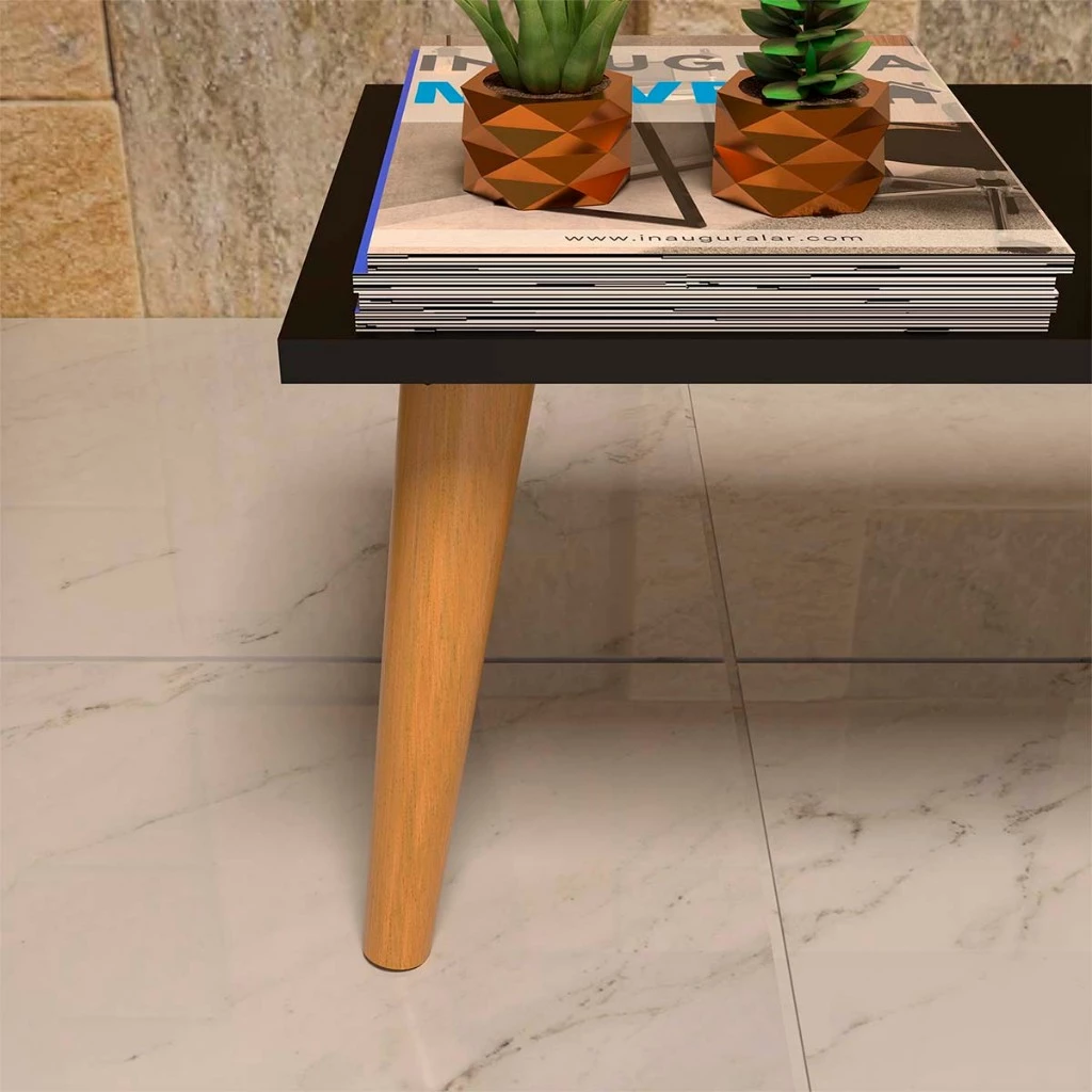 Mesa de Centro Retangular Moderna com Pés Palito ModernaWood™ - Estilo Contemporâneo para Sua Sala