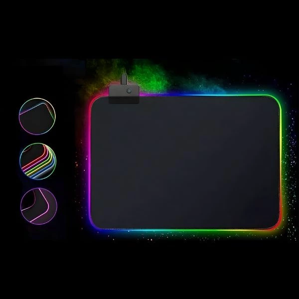 Mouse Pad Gamer Grande Speed 300mm x 800mm - Borda LED RGB 7 Cores, Superfície Impermeável